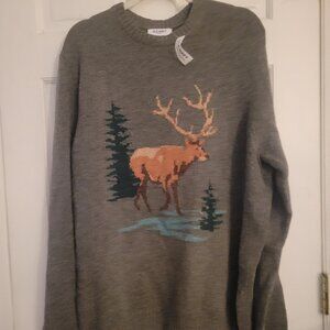 Men's XL old navy Gray with Moose sweater